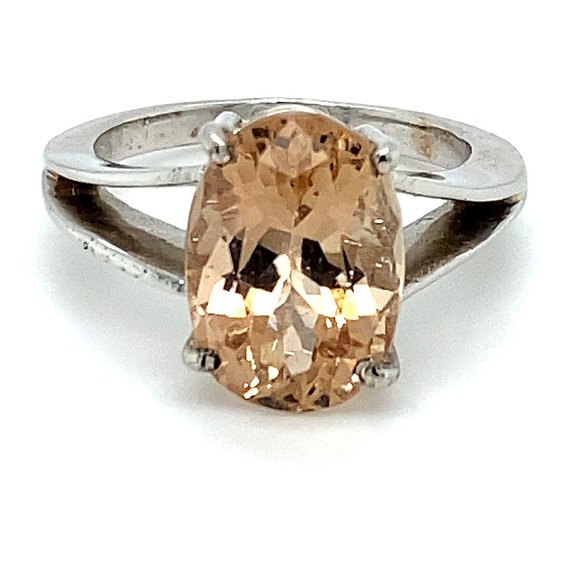 Imperial Topaz 6.65ct Solid 18K White Gold Ring - Picture 1 of 6